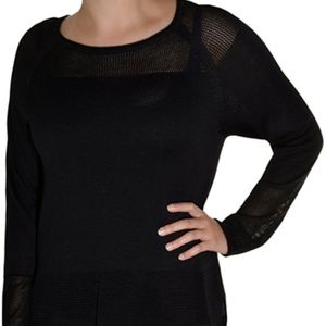 525 America Women's Black Fishnet Accent Sweater